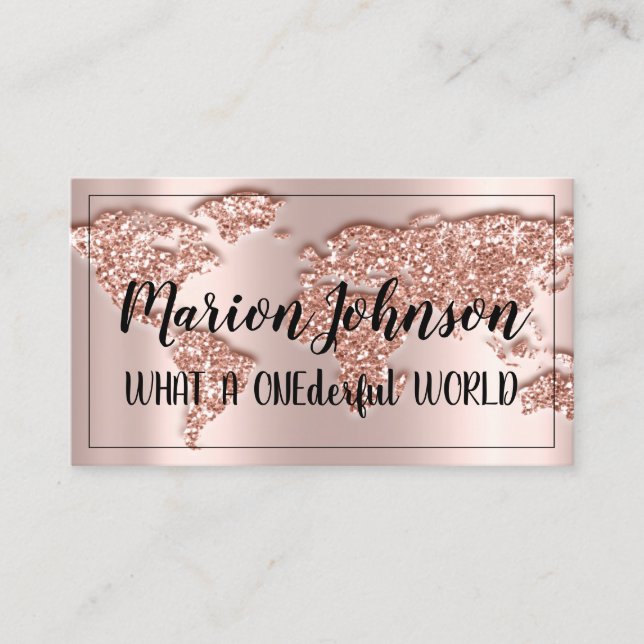 World Globe Map Reiseagentur Rose Ruhm Rose Busi Visitenkarte (Vorderseite)