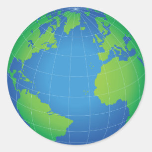 World Globe Map Runder Aufkleber