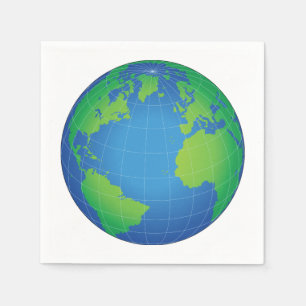 World Globe Map Serviette