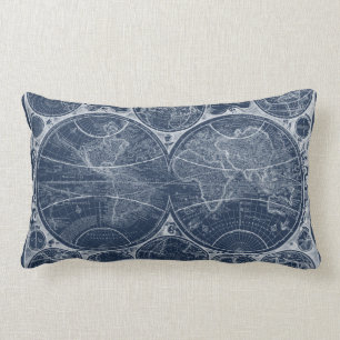 World Globes Blueprint Lendenkissen