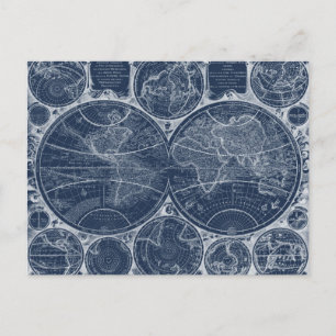 World Globes Blueprint Postkarte