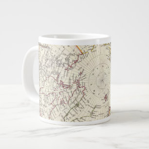 World, gnomonic proj V North Pole 45 N Lat Jumbo-Tasse