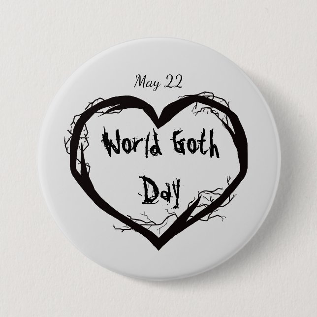 World Goth Day Button mit dem Herzstück der Toten  (Vorderseite)