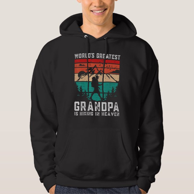 World Greatest Grandpa Hiking in Heaven Family Mem Hoodie (Vorderseite)