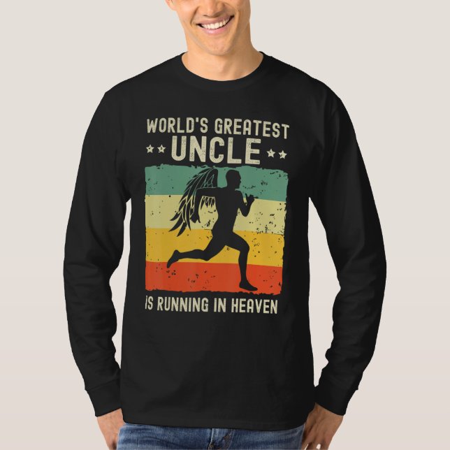 World Greatest Uncle Running in Heaven Family Memo T-Shirt (Vorderseite)
