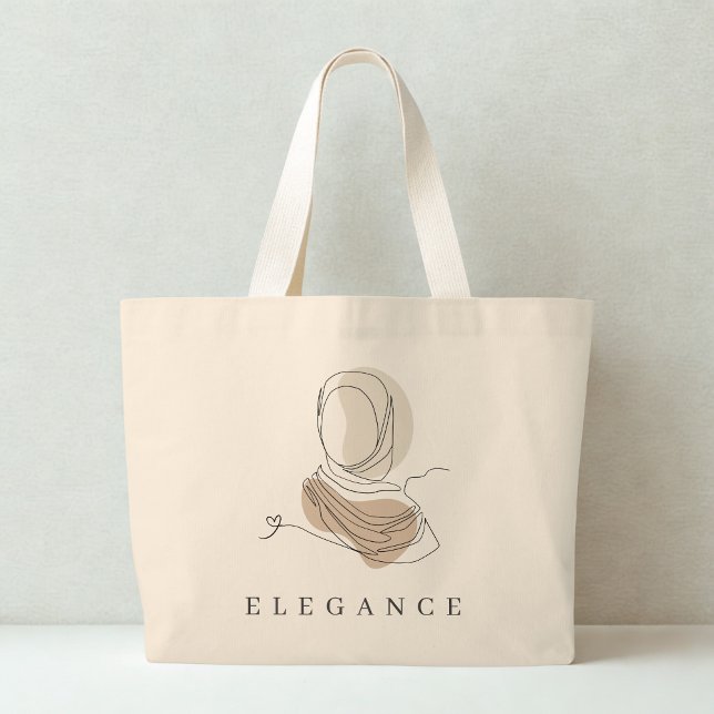 World Hijab Day Eleganz-Tasche | Minimale Linienku Jumbo Stoffbeutel (Front)