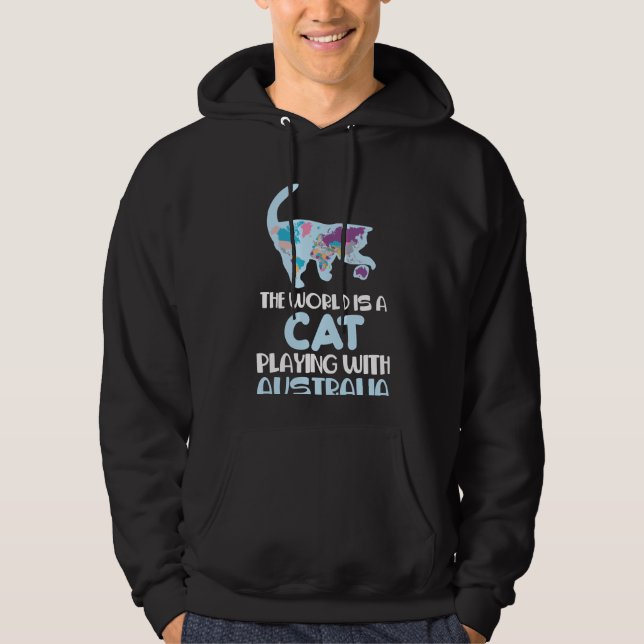 World ist eine Katze, die Australien spielt Reisen Hoodie (Vorderseite)