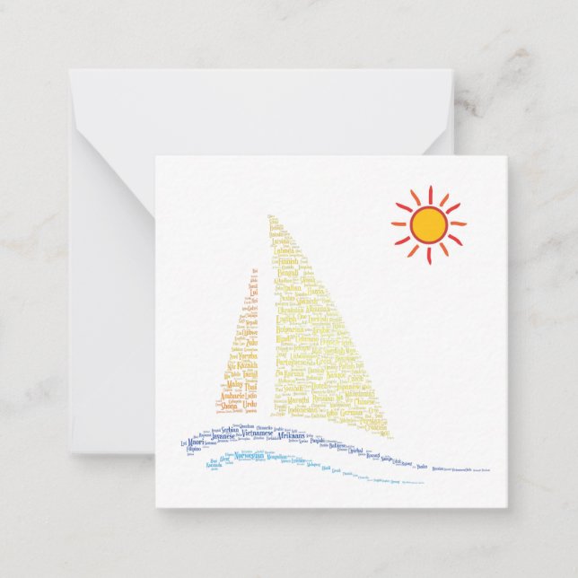 World Language Sailboat Note Card Mitteilungskarte (Vorderseite)