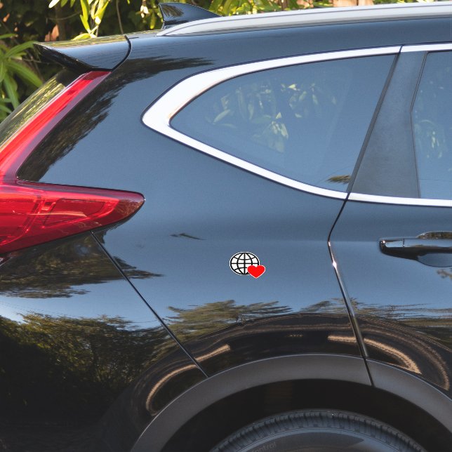 World Love Globe Icon | Heart Earth Summer Design Aufkleber (Auto Seite)