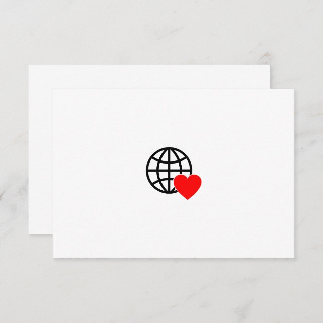 World Love Globe Icon | Heart Earth Summer Design Dankeskarte (Vorne/Hinten)