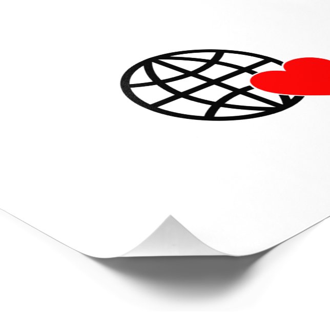 World Love Globe Icon | Heart Earth Summer Design Fotodruck (Ecke)