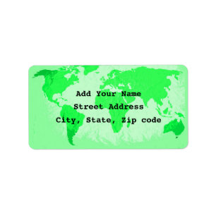 World Map Abstract Neon Green Artsy Traveler 2023 Adressaufkleber
