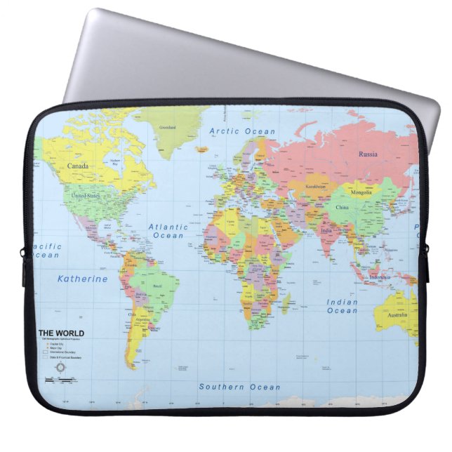 World Map Add Name Padded Laptop Sleeve (Vorderseite)