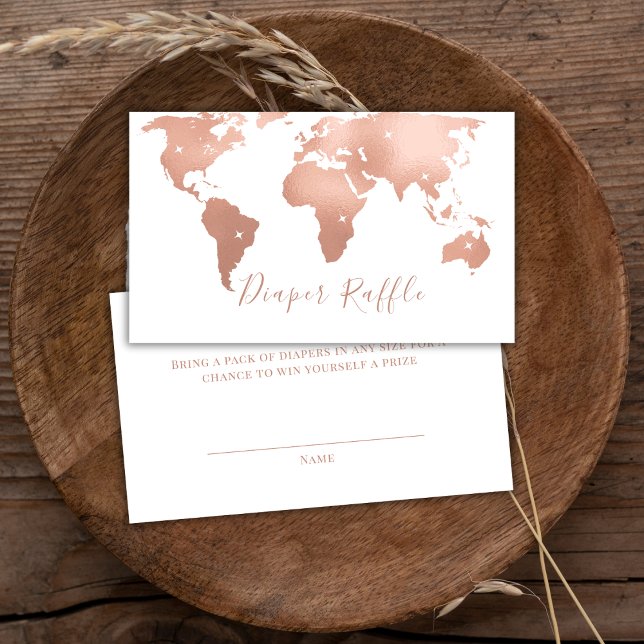 World Map Adventure Diaper Raffle Baby Dusche Begleitkarte (World Map Adventure Diaper Raffle Baby Shower Enclosure Card)