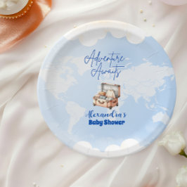 World Map Adventure erwartet Baby Shower Pappteller