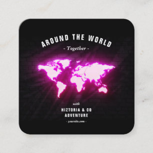 World Map Adventure Reiseführer Quadratische Visitenkarte