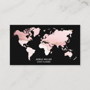 World Map Agate Pink Eventplaner Reiseblogger Visitenkarte