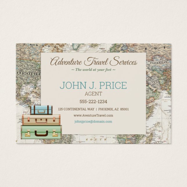 World Map Agent Modernes Brown Blue Beige (Vorderseite)