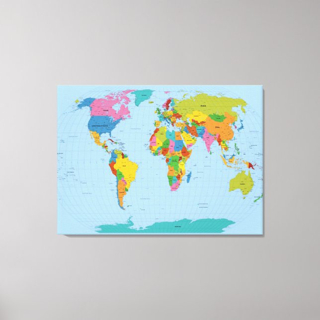 World Map Bright Leinwanddruck (Vorderseite)