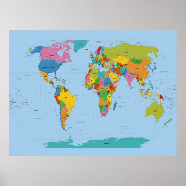 World Map Bright Poster (Vorne)