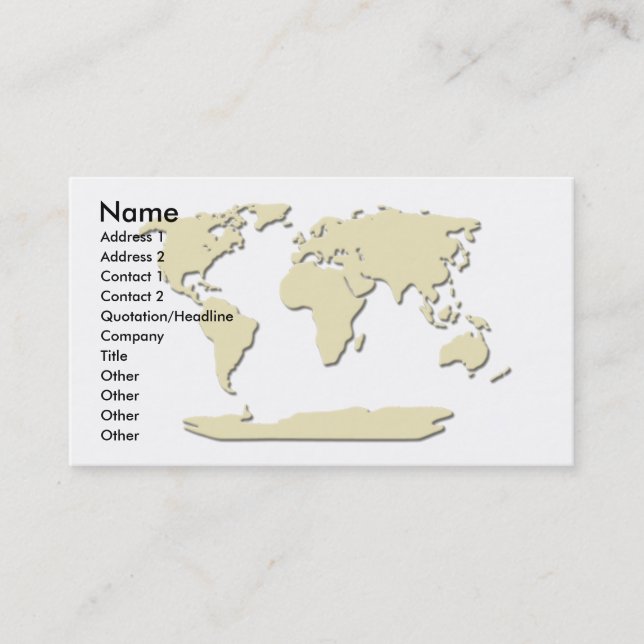 World Map Business Card Eggshell Visitenkarte (Vorderseite)