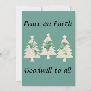 World Map Christmas Trees Card Feiertagskarte