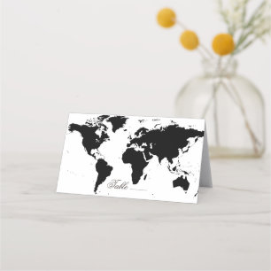World Map Editable Colors Folded Platzkarte