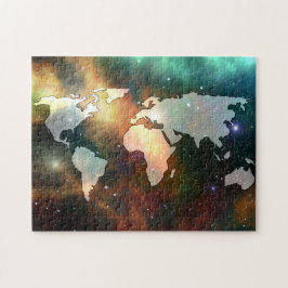 World Map Galaxy Stars Foto Puzzle