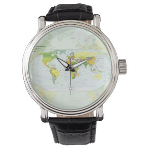 world+map+global+country+Atlas Armbanduhr