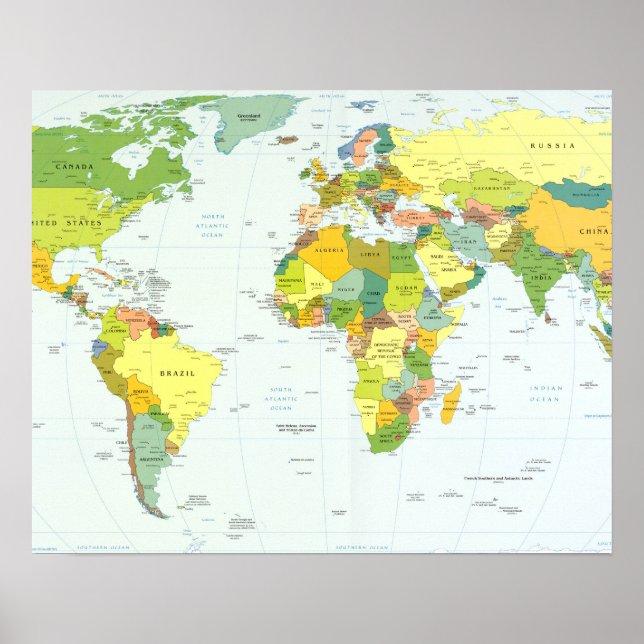 world+map+global+country+Atlas Poster (Vorne)