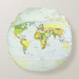 world+map+global+country+Atlas Rundes Kissen