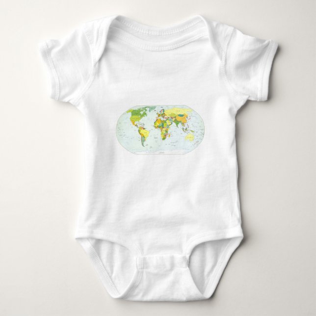 World Map Globe Country Atlas Baby Strampler (Vorderseite)