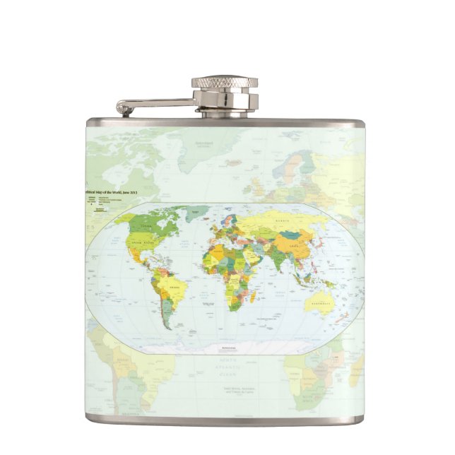 World Map Globe Country Atlas Flachmann (Vorderseite)