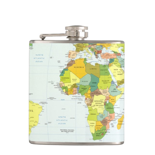 World Map Globe Country Atlas Flachmann (Vorderseite)