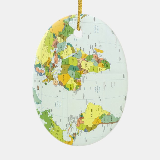 World Map Globe Country Atlas Keramikornament (Vorne)
