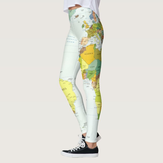 World Map Globe Country Atlas Leggings (Links)