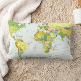 World Map Globe Country Atlas Lendenkissen