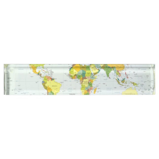 World Map Globe Country Atlas Namensplakette (Vorderseite)
