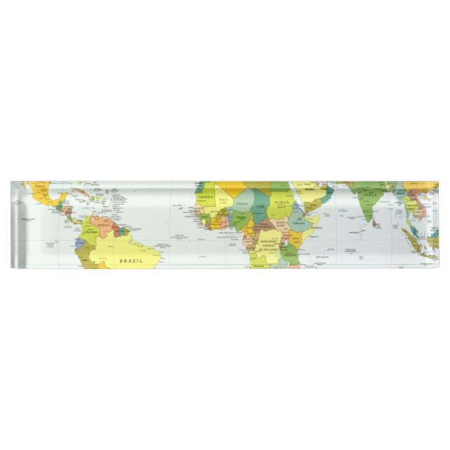 World Map Globe Country Atlas Namensplakette (Vorderseite)