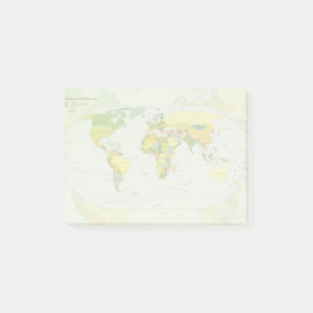 World Map Globe Country Atlas Post-it Klebezettel (Vorderseite)