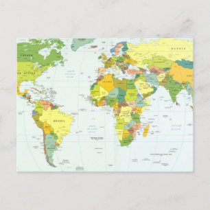 World Map Globe Country Atlas Postkarte