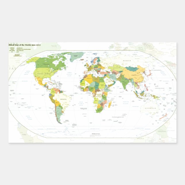 World Map Globe Country Atlas Rechteckiger Aufkleber (Vorderseite)