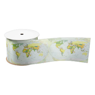 World Map Globe Country Atlas Satinband