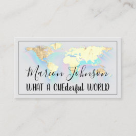 World Map Globe Map Reiseagentur Gold QR Grau Visitenkarte