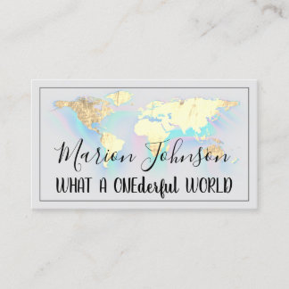 World Map Globe Map Reiseagentur Gold QR Grau Visitenkarte