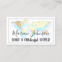 World Map Globe Map Reiseagentur Gold QR LOGO Visitenkarte