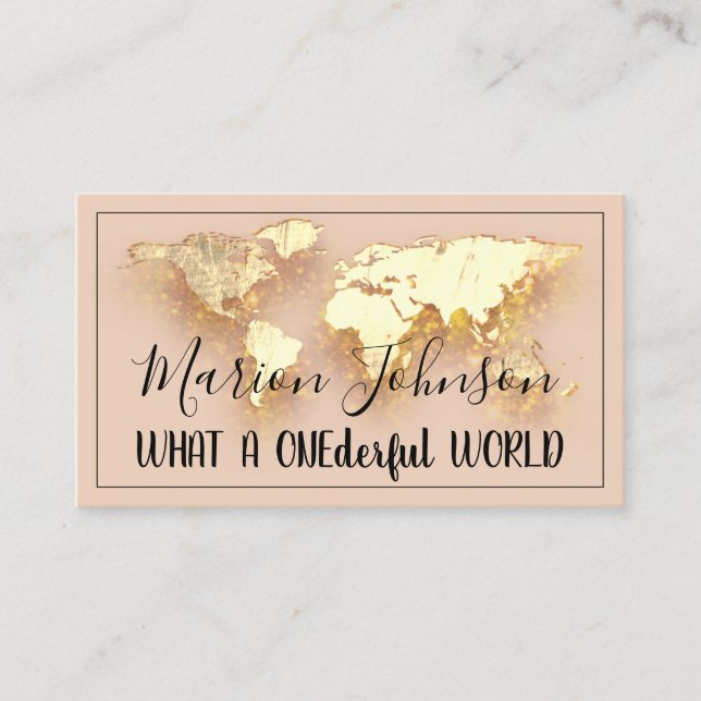 World Map Globe Map Reiseagentur Gold QR Rose Visitenkarte (Vorderseite)