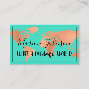 World Map Globe Map Reiseagentur Rose Cooper Minze Visitenkarte