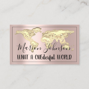 World Map Globe Map Reiseagentur Rose Gold Visitenkarte