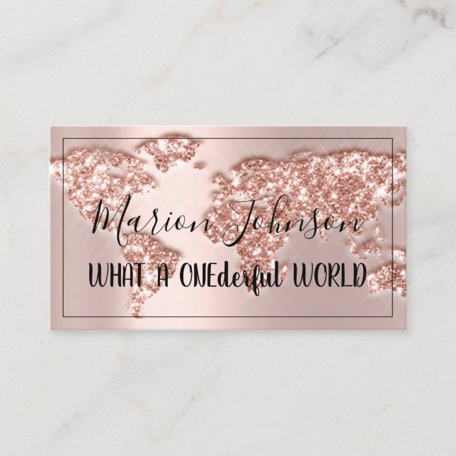 World Map Globe Map Reiseagentur Rose QRCODE Visitenkarte (Vorderseite)